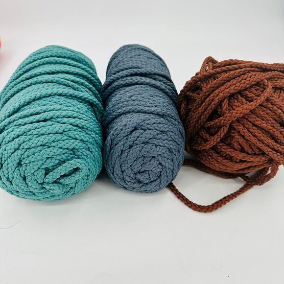 Bonnie Macrame Braid Craft Cord MIXED Lot BROWN BLUE Pepperell Vintage 6mm - Picture 5 of 8